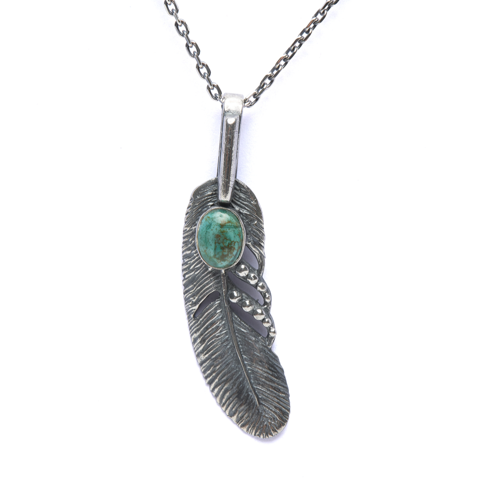 Turquoise Feather Necklace Buck Palmer
