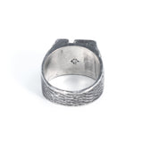 Cross Mirror Ring with Black Diamond