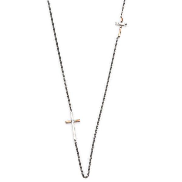 Double Copper Cross Necklace