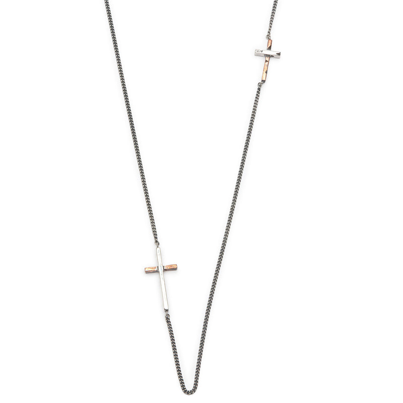 Double Copper Cross Necklace