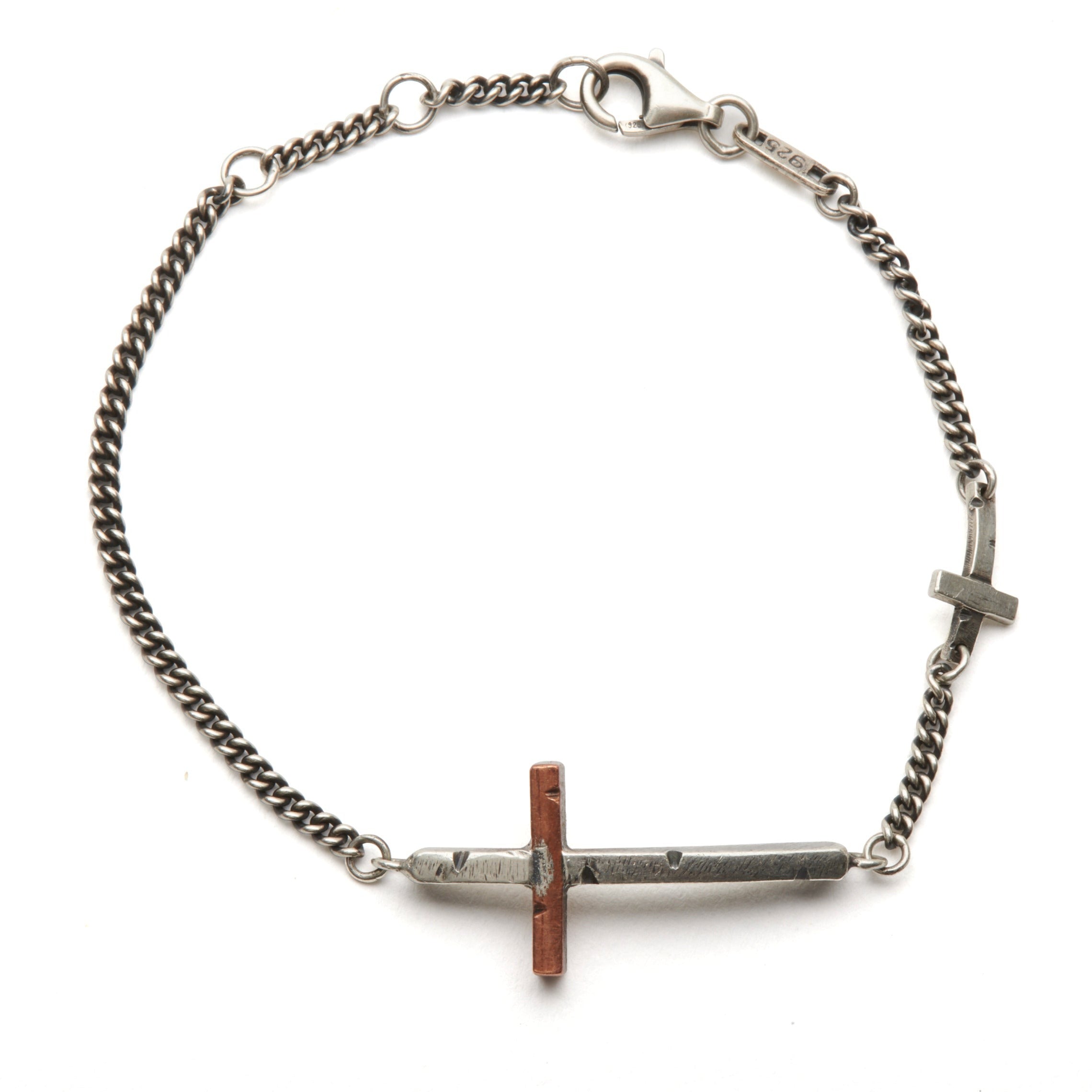 Sterling Silver Textured Cross Bracelet - SPZ026 | JTV.com