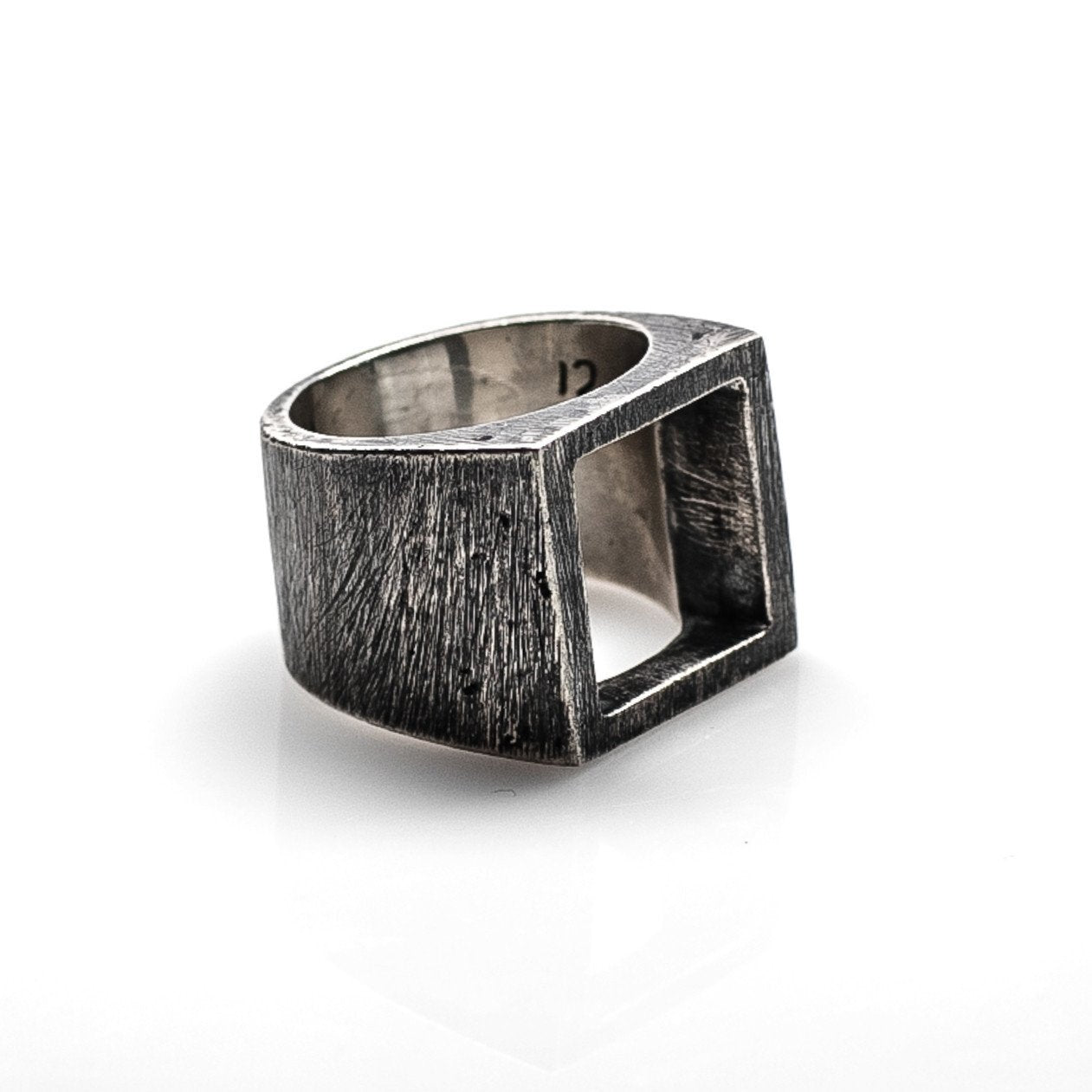 Green Square Aqeeq Silver Men's Ring | Boutique Ottoman Exclusive